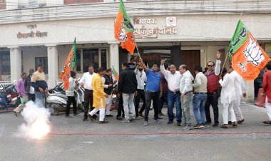 भाजपा ने महाराष्ट्र विधानसभा जीत पर आतिशबाजी की, कांगे्रस ने उपचुनाव जीत का जश्न मनाया