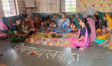 पोषण पखवाडा अन्तर्गत बच्चों का शारीरिक माप लिया