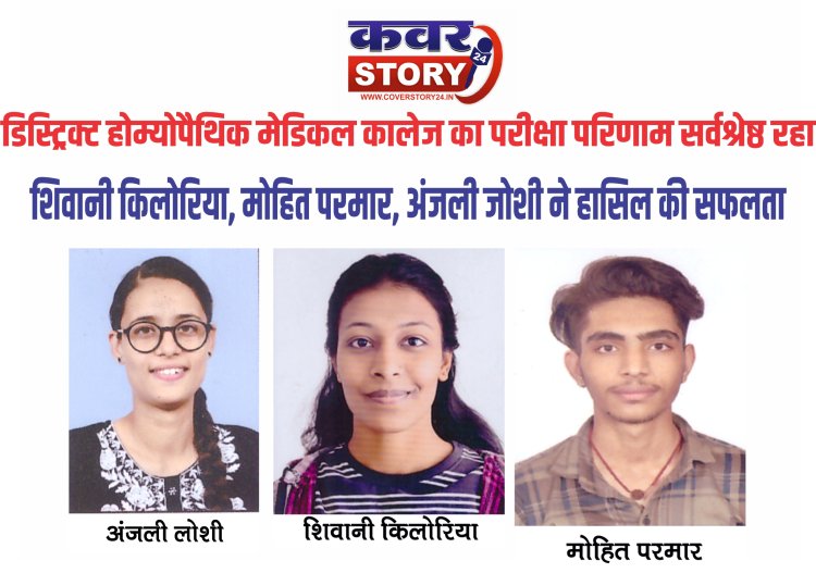 डिस्ट्रिक्ट होम्योपैथिक मेडिकल कालेज का परीक्षा परिणाम सर्वश्रेष्ठ रहा, शिवानी किलोरिया, मोहित परमार, अंजली जोशी ने हासिल की सफलता